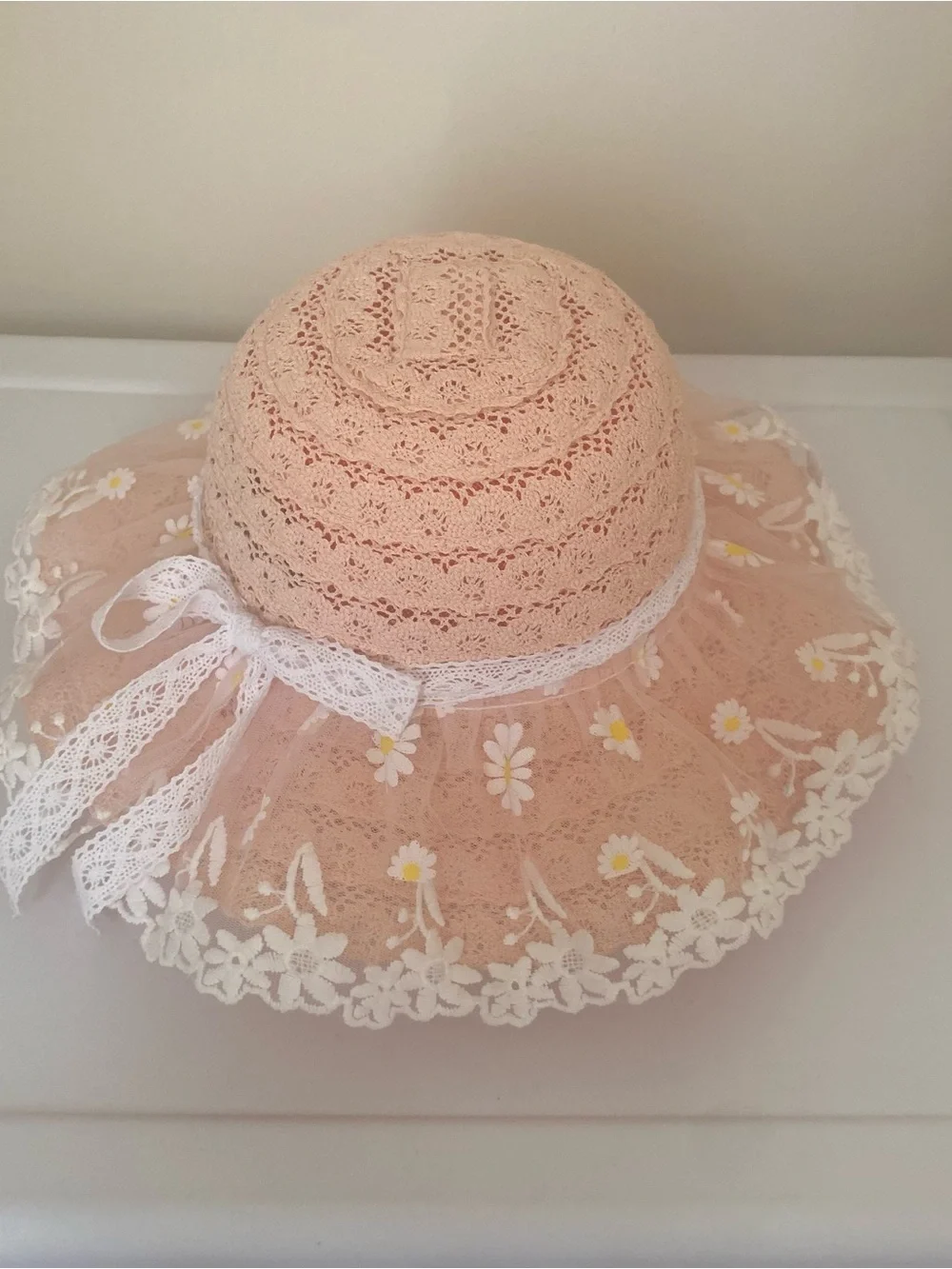 New Pink Lace Daisy Sun Hat for Kids size 52